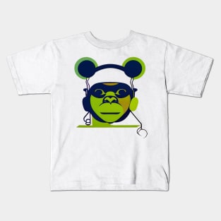 monkey listening to music Kids T-Shirt